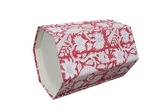 Handmade Cotton Paper Waste Basket Stylish Trash Can for Home or Office (1 RED Bard)