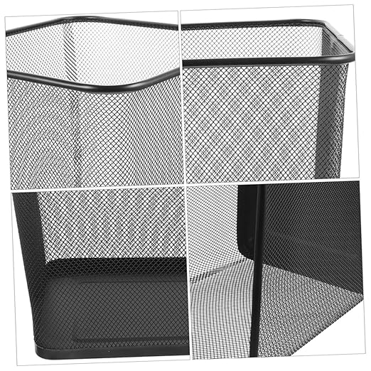 2pcs Sturdy Metal Wire Wastebasket Hollow Design Office Trash Can for Home and Office Use Black Color Sturdy and Lightweight for Desk and Tabletop