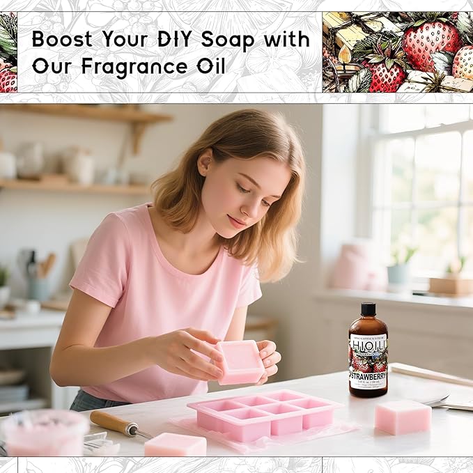 HIQILI Strawberry Fragrance Oil for Diffuser Use Great for Candle Soap Body Butter Making DIY Fruity Scent Perfume - 5.07 Fl Oz
