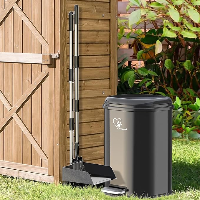 Dog Poop Trash Can Outsides 18L/4.76 Gal Portable Waste Bin with Lid and Removable Inner Odor Control for Indoor Outdoor Dog Waste Station for Bathroom &ampKitchen -45 Waste Bags