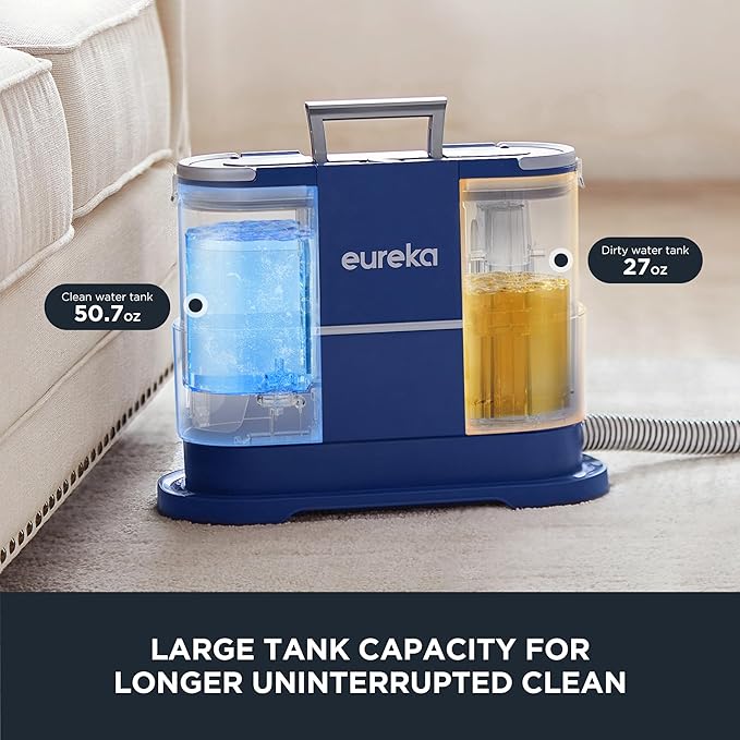 EUREKA Portable Carpet and Upholstery Cleaner Spot Cleaner for Pets Stain Remover for Carpet Area Rugs Upholstery Coaches and Car 50.7oz Large Water Tank NEY100 with Cleaning Formula Blue