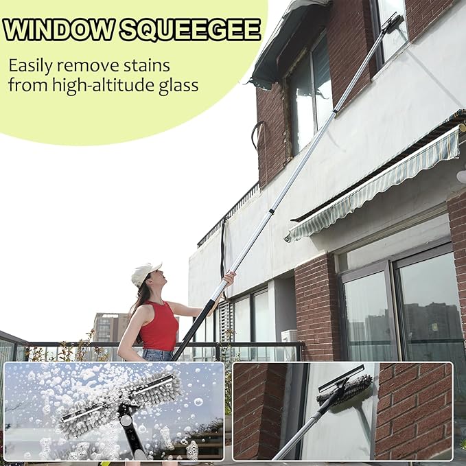 【Upgrade Anti Rotation 】 20FT High Reach Duster KitLightweight Aluminum Alloy Extension Rod5-Piece Set210° Steering Head Clean Various Anglefor Cleaning CeilingHigh Wall