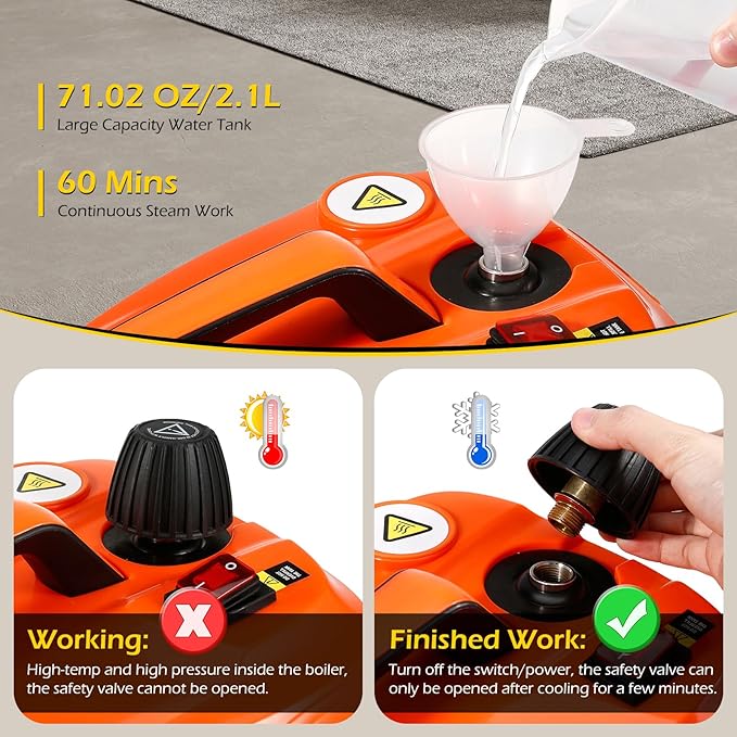 Dyna-Living 1800W Portable Steam Cleaner with 2.1L Water Tank &amp 2500W Steam Cleaner with 1L Large-capacity Tank
