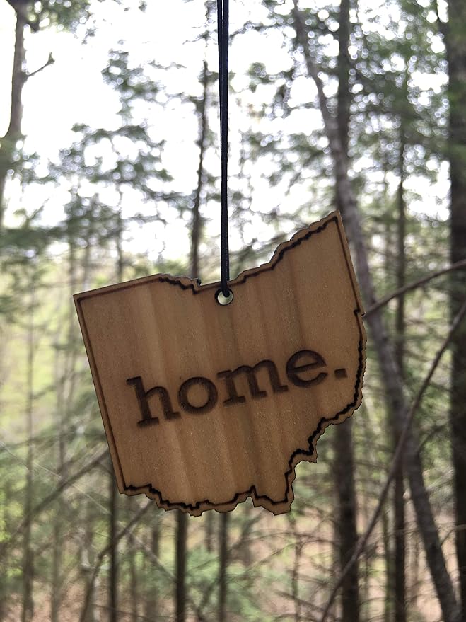 Arotags Ohio Wooden Car Air Freshener - Long Lasting Beach Bum Scent Diffuses for 365+ Days - Includes Hanging Mirror Diffuser and Fragrance Oil - 100% American Made