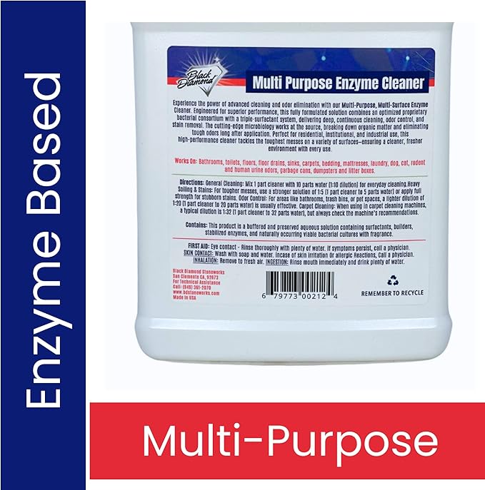 Commercial Multi-Purpose Enzyme Cleaner &amp Odor Eliminator | Pet &amp Human Urine Stains &amp Odors | Carpet Laundry Bathroom Drain &amp Trash Deodorizer | Dog Cat Organic Waste Remover (1