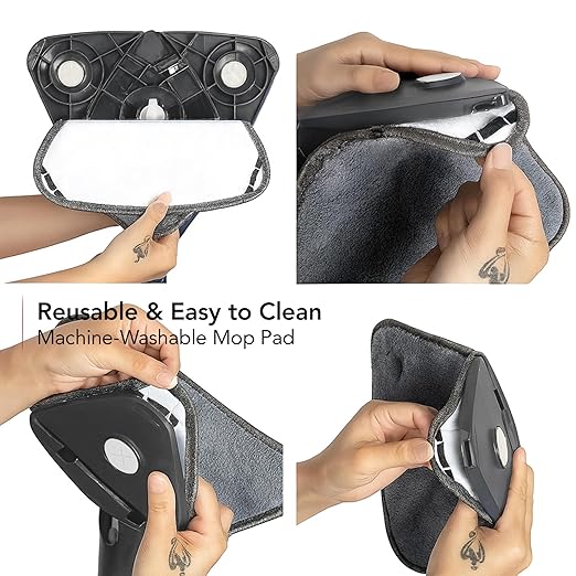 OVENTE Wall Cleaner Mop with 50 Adjustable Handle Squeegee Reusable and Easy to Clean Microfiber Pad 360° Triangular Cleaning Tool Duster for Painted Walls/Baseboard/Window/Floor Grey CTM311GY