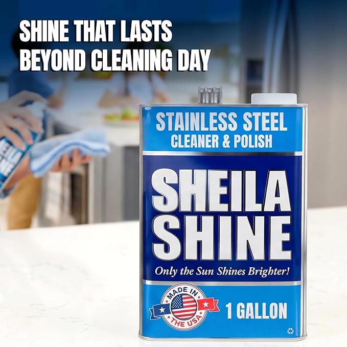 Sheila Shine 1 Gallon Stainless Steel Cleaner and Polish - Cleans Polishes &amp Protects Kitchen Appliances Refrigerators Sinks Ovens &amp Grills - Cleaner for Stainless Steel Appliances