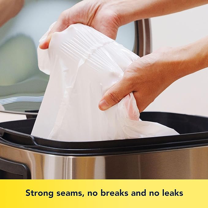 13 Gallon Tall Kitchen Trash Bags Lemon Scented 200 Count Drawstring Garbage Bags Pre-Separated Odor Control Ultra Strong Leakproof Sturdy White