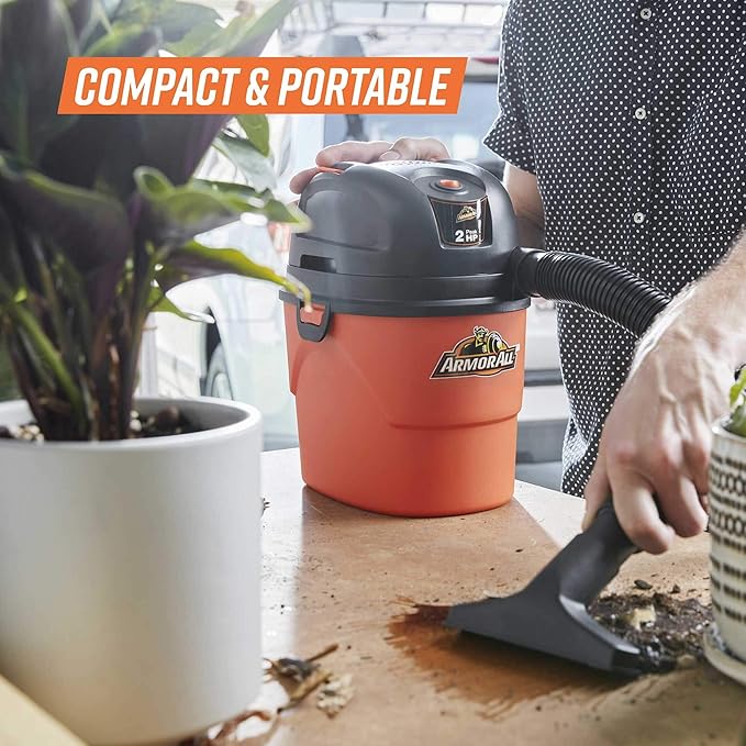 Armor All® AA155 1.5-Gallon 2 Peak HP Portable Wet/Dry Vacuum Orange