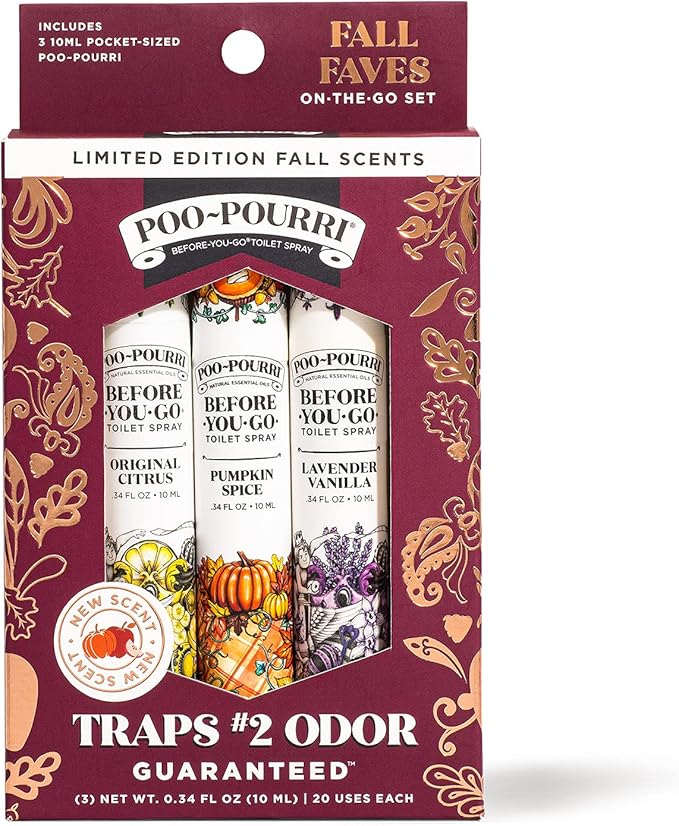 Poo-Pourri ST8742 Toilet Spray 10 ml (3 Pack) Original Citrus + Pumpkin Spice + Lavender Vanilla 3 Count
