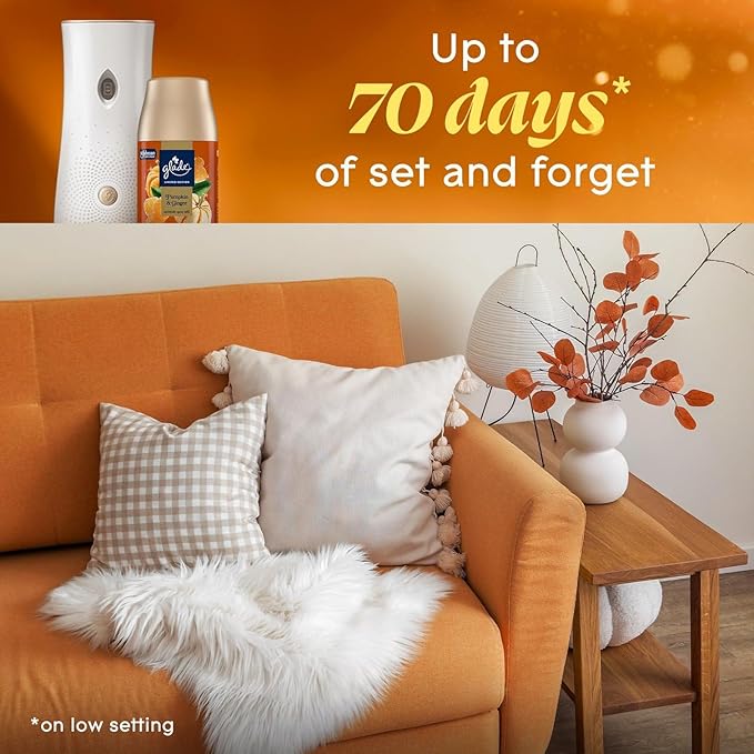 Glade Automatic Spray Refill 6 Pack Pumpkin &amp Ginger Scent Home Fragrance Refill Can 6.2 oz