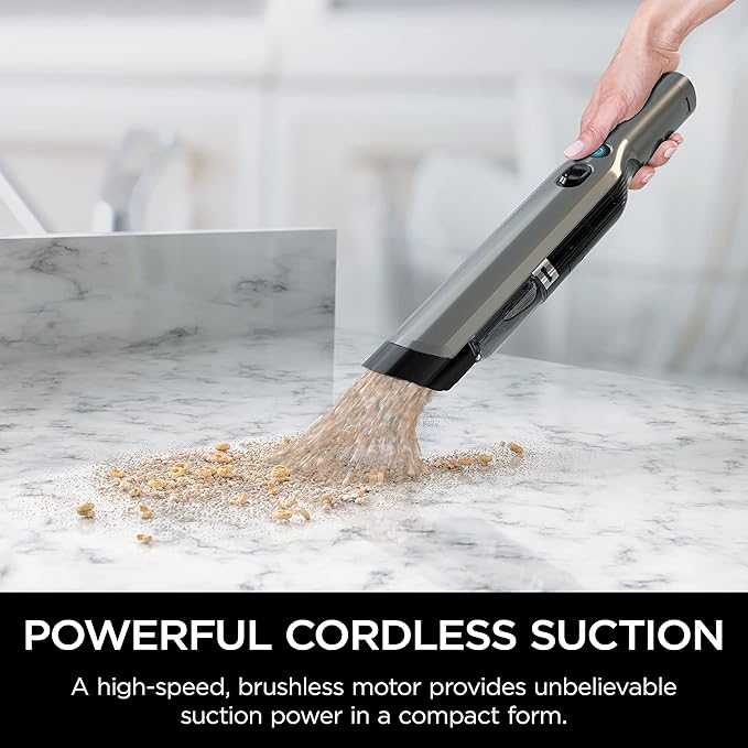 Shark WV201 WANDVAC Handheld Vacuum Lightweight at 1.4 Pounds with Powerful Suction Charging Dock Single Touch Empty and Detachable Dust CupGraphite Slate