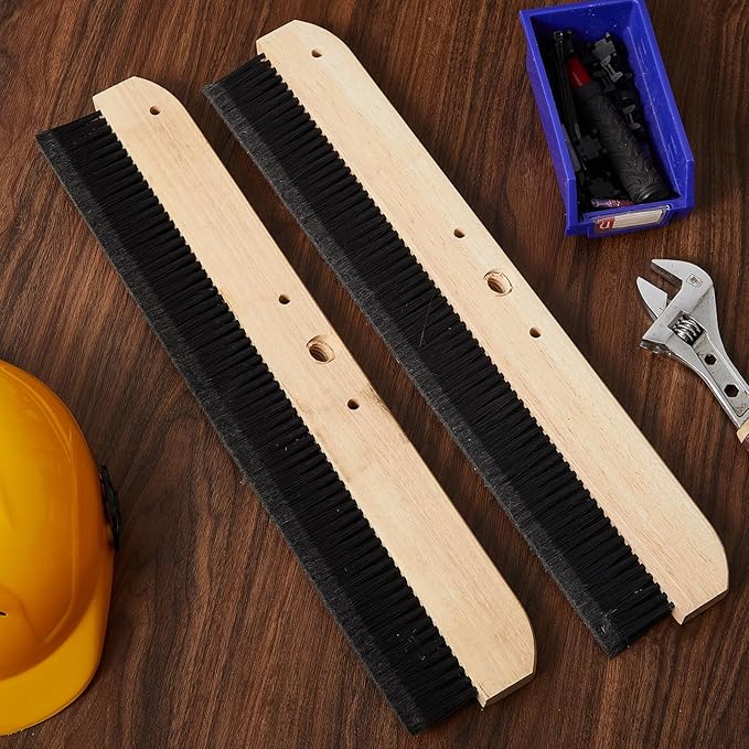 2 Pack 24 Inch Concrete Broom Finishing Tools Wood Backed Polypropylene Bristles Brush Push Brooms Without Handle for Concrete Finishes Hard Floors
