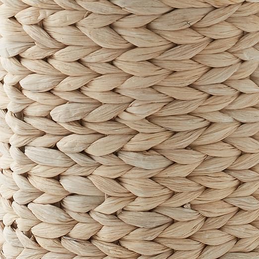 Casafield Water Hyacinth Waste Basket - Whitewash White Woven Wicker Trash Can for Bathroom Bedroom Laundry Room Home Office