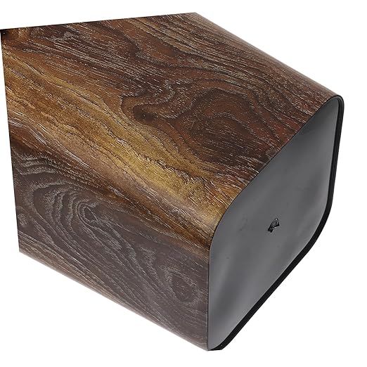 Square Plastic Wastebasket with Faux Wood Grain Finish Lidless Capacity Trash Bin for Home Office Easy to Clean Stylish Farmhouse Rubbish Can