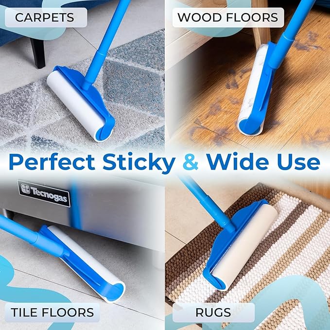 PetLovers Large Lint Roller with 3 Refills – 400 Total Sheets for Tackling Pet Hair Extra Large Floor and Carpet Roller for Homes with Pets Perfect for Floors Furniture and Loving Pet Owners