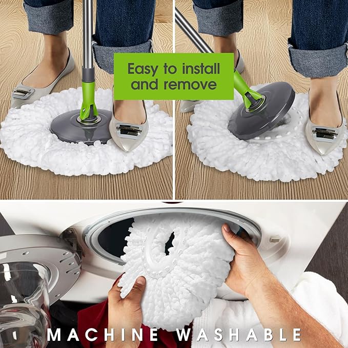 Spin Mop Bucket SystemMasthome Pedal Spin Mop and Bucket with Wringer SetEasyWring Microfiber Mop with 3 Mop Pads360°Spinning Floor Cleaning System - Home &amp Office Suitable
