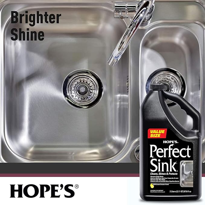 HOPE'S Perfect Sink Cleaner and Polish Restorative Water-Repellant Removes Stains Ideal for Brushed Stainless Steel Cast Iron Porcelain Corian Composite Acrylic Value Size