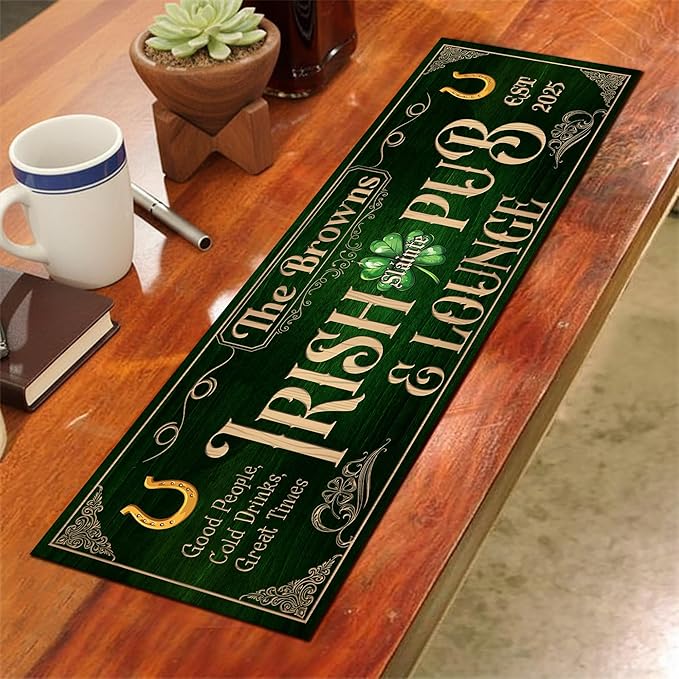 THUYPT Personalized Irish Bar Mat Dish Drying Mat for Irish Pub St Patrick's Day Decor Bar Shamrock Spill Mat Kitchen Counter Accessories Home Bar Decor St Patrick's Day (06)
