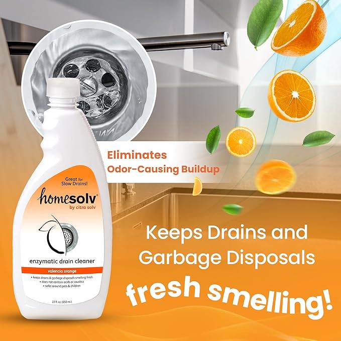 Homesolv Enzyme Drain Cleaner &amp Build Up Remover (Citra Drain) Valencia Orange 22 Fluid Ounces