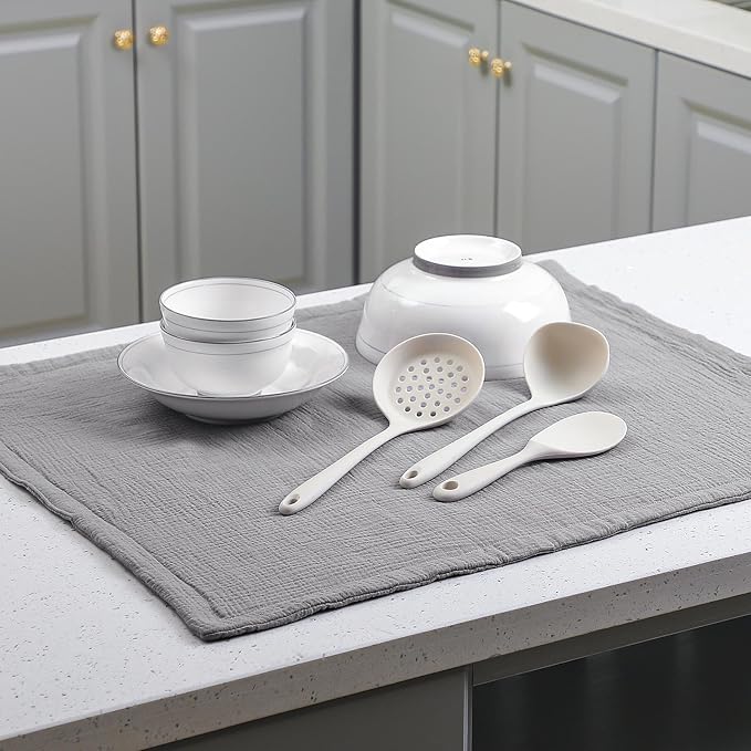 2 Pcs Extra Large Dish Drying Mats for Kitchen Counter28 x 24 100% Cotton Gray Pad Thick Highly Absorbent Mats Muslin Gauze Quick Drying Dishes Drainer Pad for Sinks Draining Racks