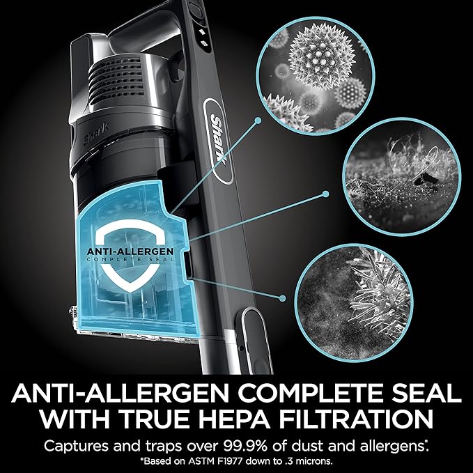Shark Cordless Vertex Pro Lightweight Cordless Stick Vacuum with DuoClean PowerFins HEPA Fitler Anti-Allergen Complete Seal LED Headlights For Carpets &amp Hardfloors Red IZ662H