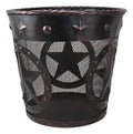 Ebros Rustic Western Texas Lone Stars in Circles of Nailheads with Braided Metal Rope Trim Wire Waste Basket Bin 12.75 Wide Home and Bathroom Accent Country Farmhouse Cowboy Decorative Trash Can