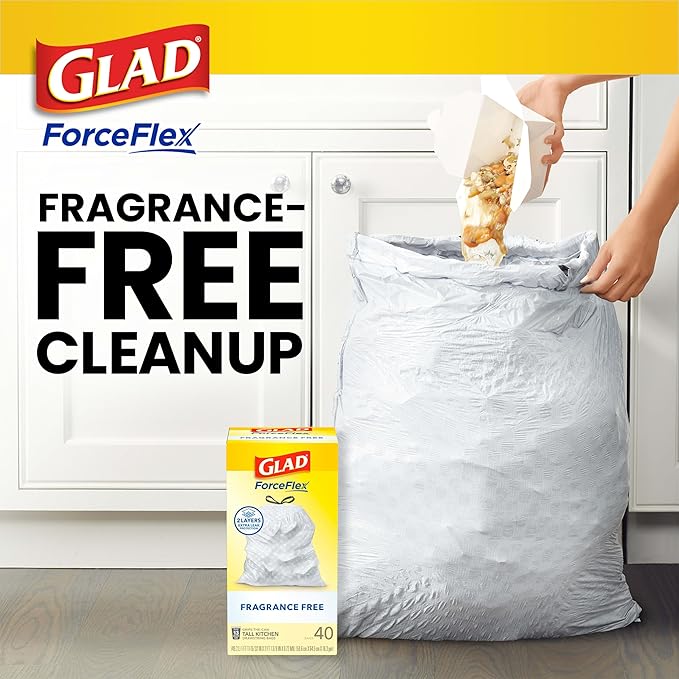 Glad ForceFlex Tall Kitchen Drawstring Trash Bags13 GalFragrance Free110 Ct (Package May Vary)(Pack of 3)