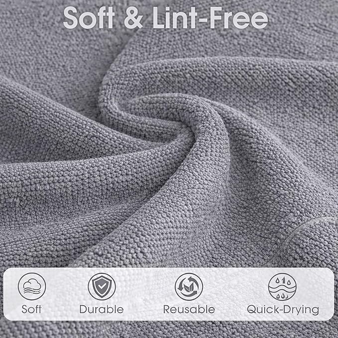Microfiber Cleaning Cloth Roll - 100 Pack Tear Away Microfiber Paper Towels Reusable Washable Scratch-Free Kitchen Towels for Car Home Kitchen Glass Dishes(Cloud Gray)