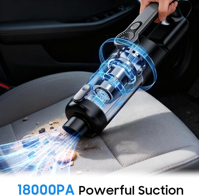 Cordless Handheld Car Vacuum Cleaner for Car Interior Strong Suction Portable Vacuum for Pet Hair &amp Quick Home Cleaning Rechargeable with LED Light &amp Attachments