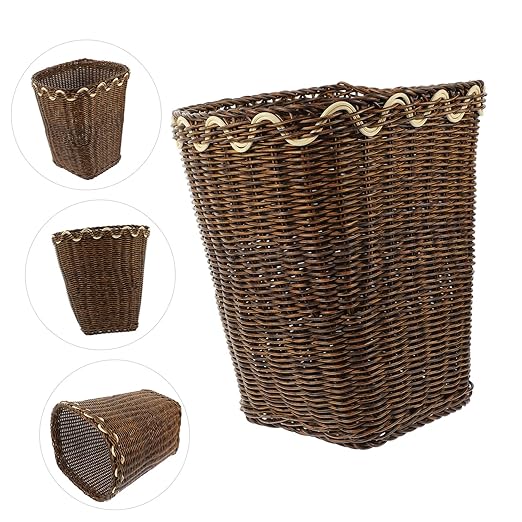 DOITOOL Elegant Woven Trash Can for Bathroom Office Decorative Waste Basket for Housewarmings