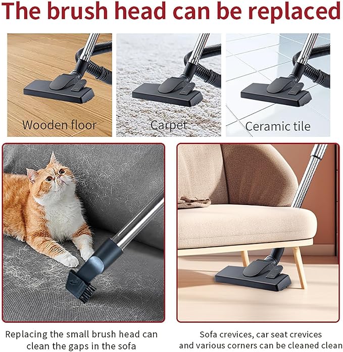 Cylinder Bagless Vacuum Cleaner 3600W Powerful Carpet Cleaner Machines 1.8 Litre Capacity Vacuum Cleaner for Home Use Floor Grout Tile Couch Carpet Car