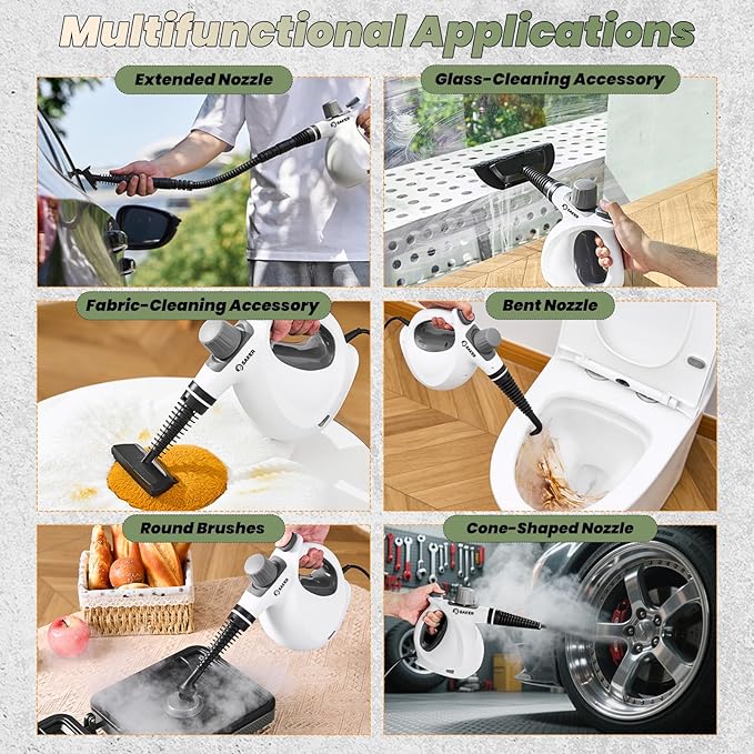 Saker Pressurized Handheld Steam CleanerSteam Disinfection CleanerPortable Steam Cleaner for Home1050W Steam CleanerQuick Heating &amp Deep Cleaning of Floors Cars and Kitchen with 5 Fiber Clot