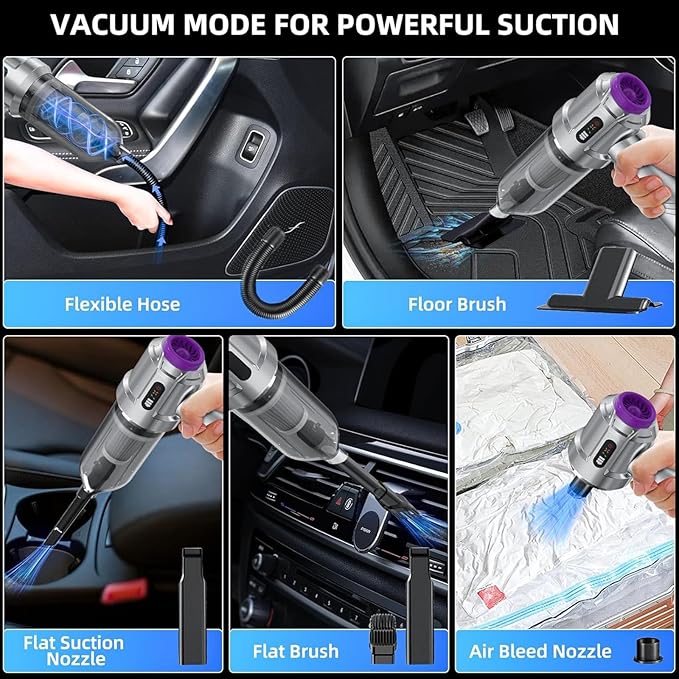 High Suction 18000Pa Vehicle Vacuums Cleaner with Fast Charging USB C Emptying for Home Auto Interior