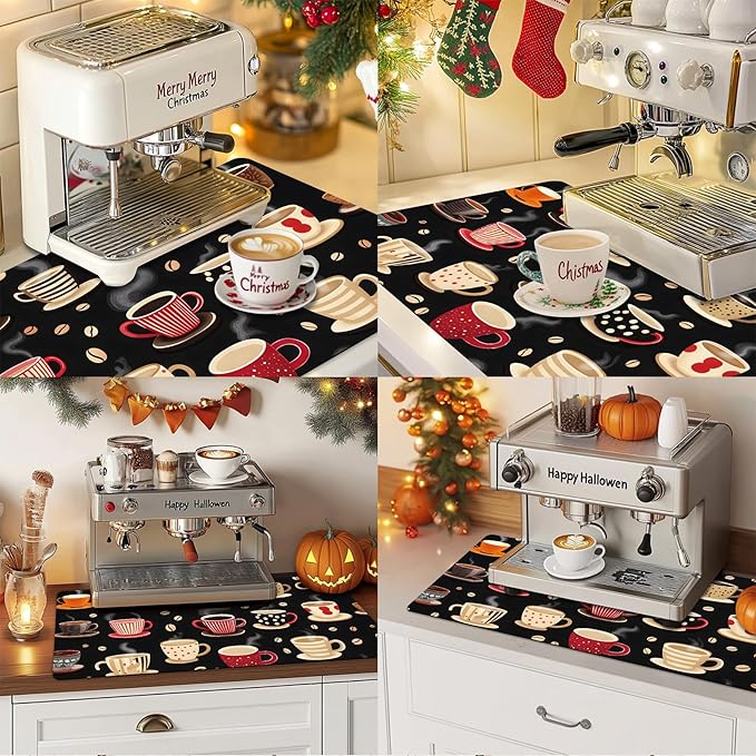 Dish Drying Mat Large Coffee Mat Absorbent Drying Mat for Kitchen Counter Coffee Bar Accessories 32x 17 (7 32Lx17W)