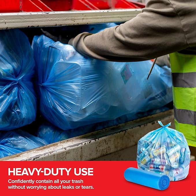 Heavy-Duty Blue Recycling Bags 120-Pack Blue Garbage Bags For Recycling | 33-Gallon Capacity| Commercial Industrial or Home Use