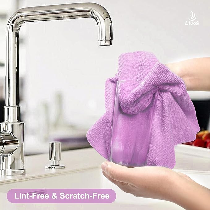 LIVOS Microfiber Cleaning Cloth Roll - 80 Pack Reusable Paper Towels Purple Tear Away Towels Microfiber Towels for Cars Super Absorbent Lint Free Cleaning Rags for HouseKitchenWindow-11.5x11.5
