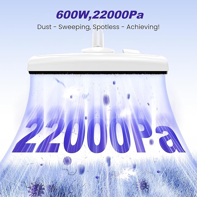 Corded Electric Vacuum Cleaner H01600W 22KPA Full-Size Stick Cleaner with 800ML Dual-Layer Cyclone Dust CupHEPAFiltrationLightweight&ampLow Noise for HardFloorPetCarpets