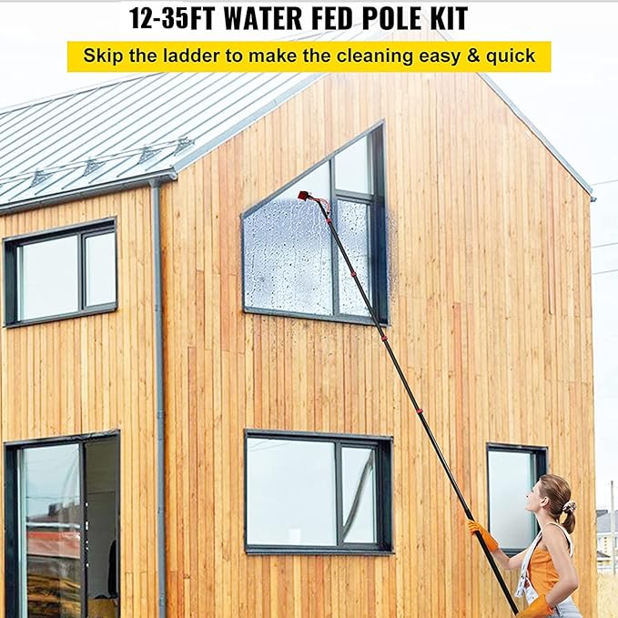Window Cleaning Pole Water Fed Telescopic Brush Extendable Cleaner Conservatory Roof Cleaning and Washing Tool 18FT/5.4M