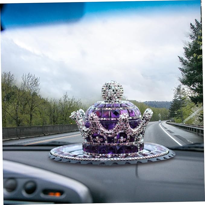 Crown-Shaped Car Air Freshener Diamond Car Ornaments with Anti-slip Pad Interior Decoration for Home Office(Purple) Crown Air Freshener For