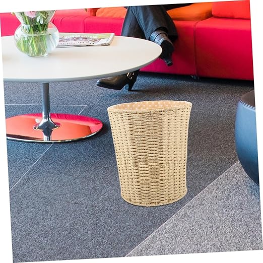VOSAREA Rattan Woven Storage Basket Wastebasket Sundries Basket Pastoral Style Random Style