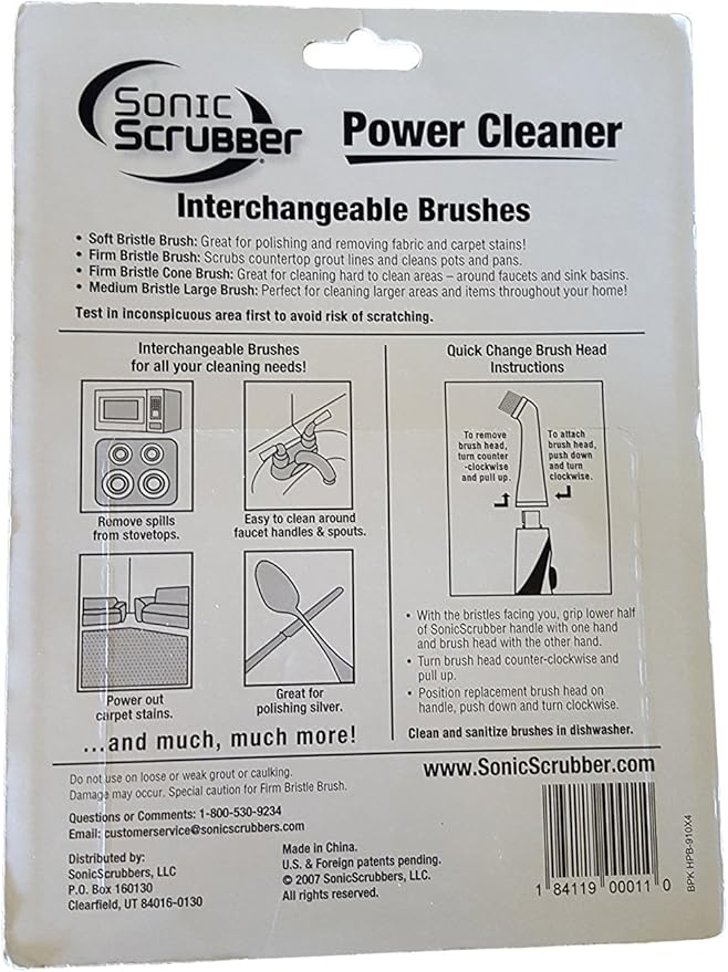 Chef's Choice Japan International Commerce Sonic Scrubber Brush Set for Kitchen &amp Home