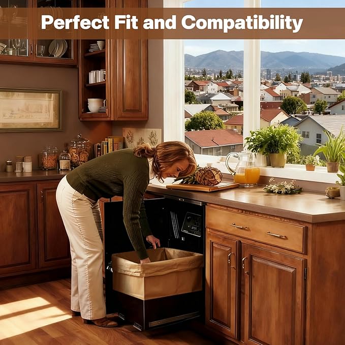 30 Pcs Trash Compactor Bags for Kitchen Pre-Cuffed Heavy Duty Kraft Paper Compactor Bags with Waterproof Liner Reinforced Bottom for Kitchen Use 20.47 x 15.75 x 8.66