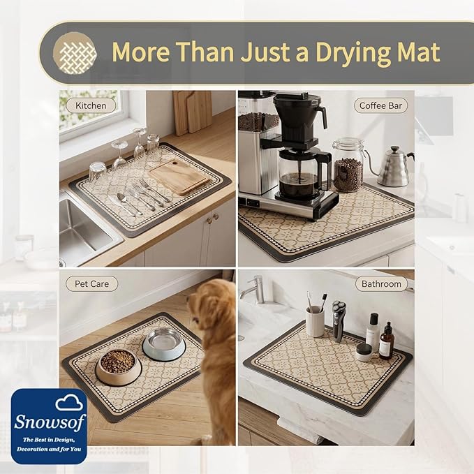 Dish Drying Mat - Absorbent Countertop Mat for Coffee Maker Expresso Machine Kitchen Use (C16''×24'')