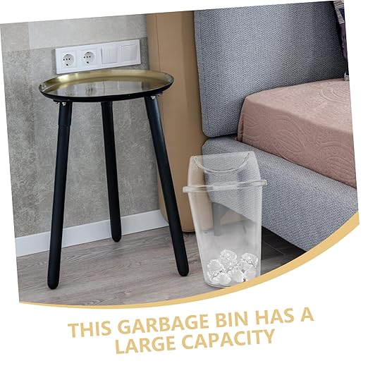 Mobestech Large Transparent Swing Lid Trash Can Sturdy Waste Basket for Home Office Kitchen and Bathroom Versatile Garbage Container for Easy Disposal