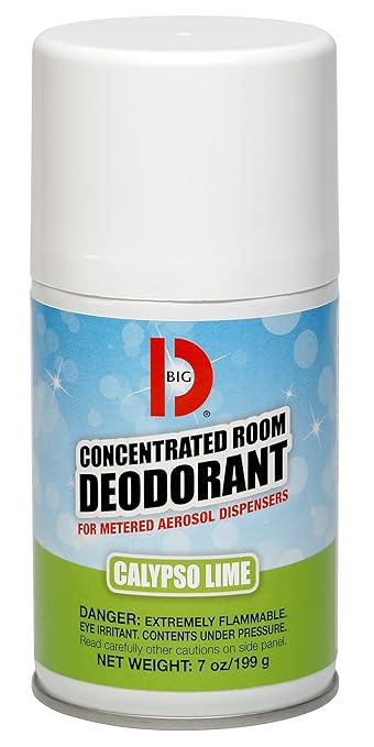 Big D 486 Concentrated Room Deodorant for Metered Aerosol Dispensers Calypso Lime Fragrance 7 oz (Pack of 12) - Air freshener ideal for restrooms offices schools restaurants hotels stores