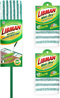 Libman Wet &amp Dry Microfiber Mop Kit Plus Refills | Dust Mop for Hardwood Floors | Wall Mop | Mops for Floor Cleaning | 3 Total Microfiber Mop Pads Included | 1 Handle &amp Base