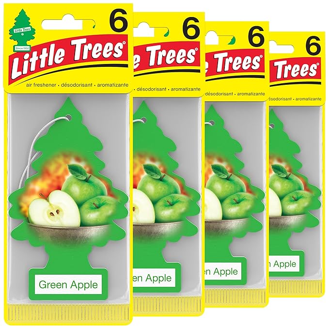 LITTLE TREES Car Air Freshener | Hanging Tree Provides Long Lasting Scent for Auto and Home | Green Apple 24 Air Fresheners
