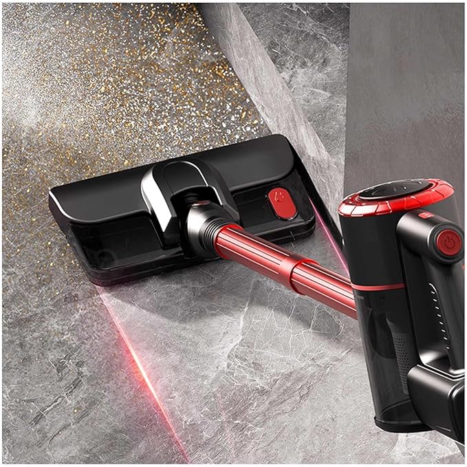 Lightweight Cordless Vacuum Mop Combo 5 in 1 18Kpa 8000mah Battery Hard Floor Cleaner Machine Self-Standing Cordless Vacuums for Hardwood Floor/Carpet/Pet Hair/CarRed