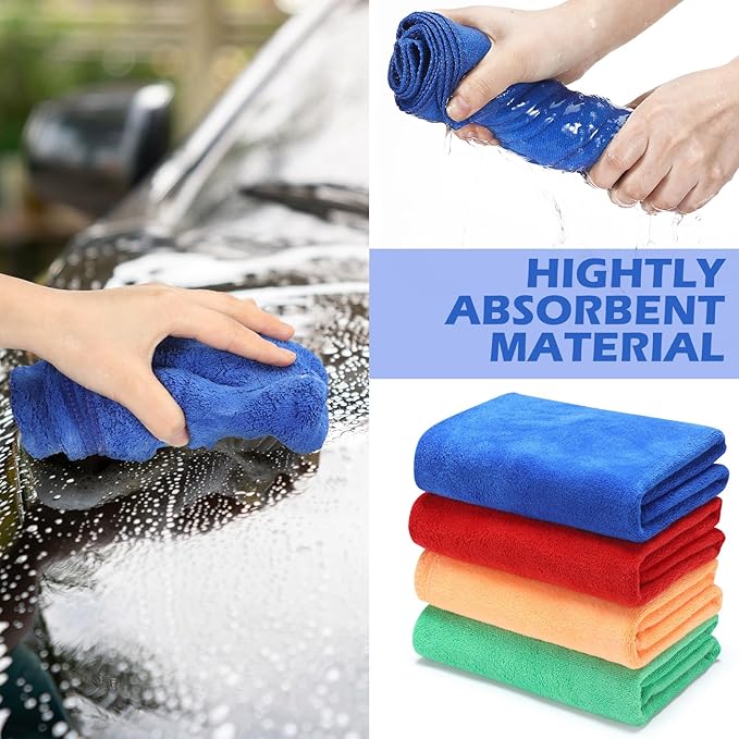 10 Pcs Extra Large Microfiber Cleaning Cloth 30 x 20 Large Floor Microfiber Towel Reusable Washable Free Lint Free Cloth Rag for Squeegee Mop Floor Window Housekeeping (Assorted Color)